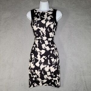 H&M‎ Dress Womens Size 2 Black Cocktail Monochrome Business Wear Corporate Chic